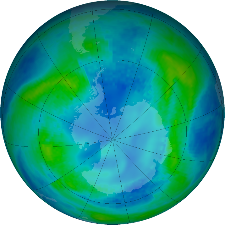 Antarctic ozone map for 25 April 2002